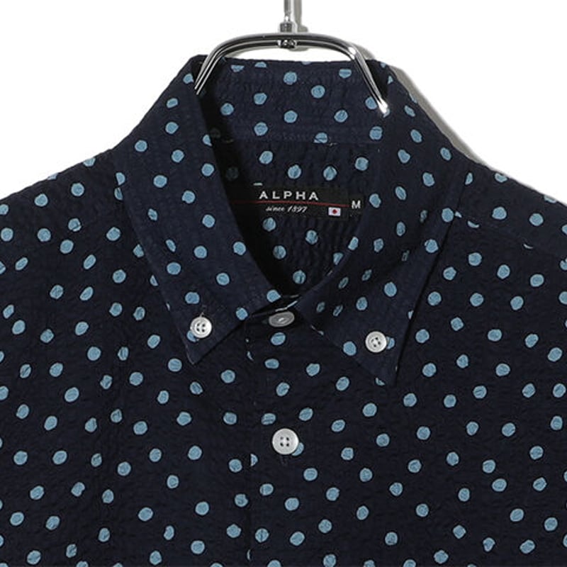 水玉柄プリントリップル生地シャツ 「ALPHA」アルファー | ALPHA