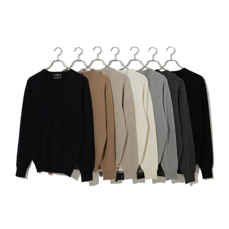 カシミヤVネック M/Lサイズ 東洋紡糸のカシミヤ糸使用 日本製 「ALPHA