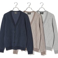 カシミヤ100％メンズ　ジャガード編みカーディガン
