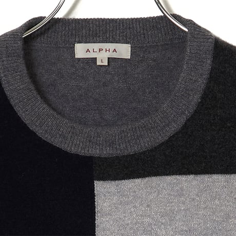 カシミヤ100％メンズクルーネック「ALPHA」アルファー