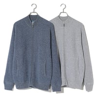 カシミヤ100％メンズ　裏地付きフルジップニット