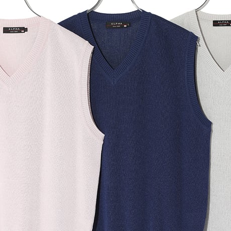 Vベスト　和紙ポリエステル混紡糸使用　メンズ