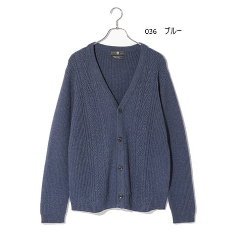 カシミヤ100％メンズ　編み模様カーディガン