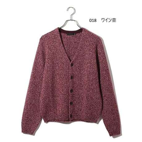 カシミヤ100％メンズ　ラグラン袖成型編みカーディガン