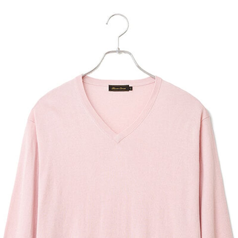 MYLAN シルクカシミヤ Vネック ニット ピンク系 長袖 free MYLAN シルクカシミヤ Vネック ニット ピンク系 長袖 free