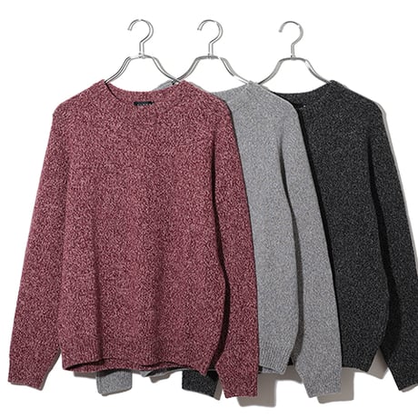 カシミヤ100％メンズ　ラグラン袖成型編みクルーネック