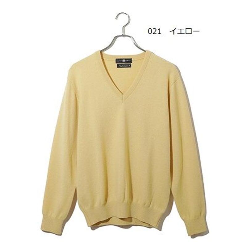 カシミヤVネック M/Lサイズ 東洋紡糸のカシミヤ糸使用 日本製 「ALPHA