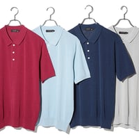 ジャガード編みニットポロシャツ　和紙ポリエステル混紡糸使用