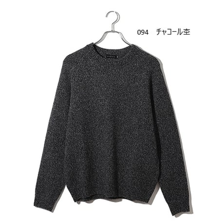 カシミヤ100％メンズ　ラグラン袖成型編みクルーネック