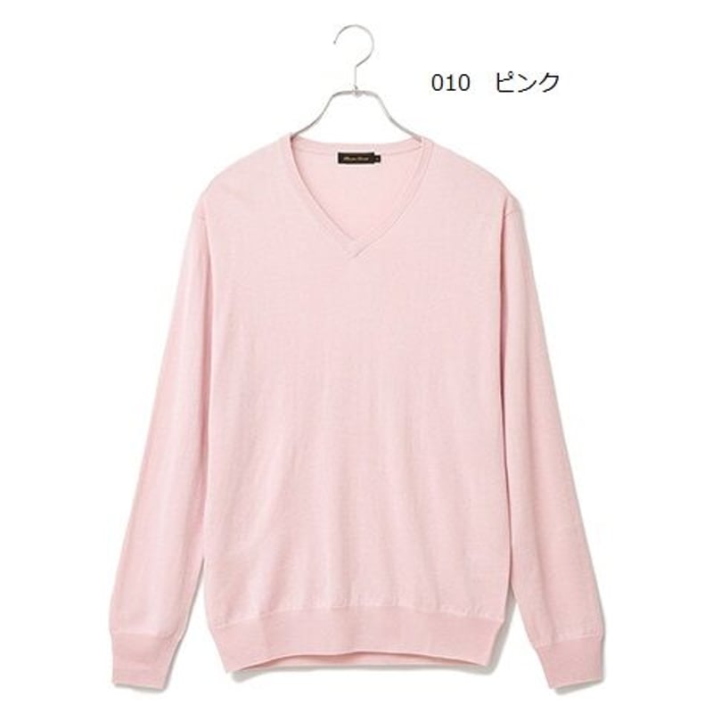 MYLAN シルクカシミヤ Vネック ニット ピンク系 長袖 free シルクカシミヤ メンズ Vネック 「ALPHA」アルファー | ALPHA ONLINE STORE