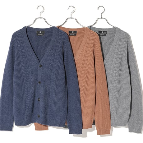 カシミヤ100％メンズ　編み模様カーディガン