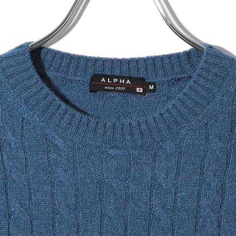 カシミヤ100％メンズ　クルーネック「ALPHA」アルファー