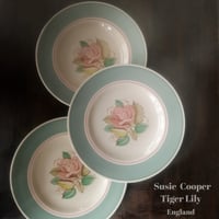 スージークーパー Susie Cooper パトリシアローズ⌀23㎝プレート6枚 英国 スージークーパー 「パトリシア ローズ / グリーン」A プレート