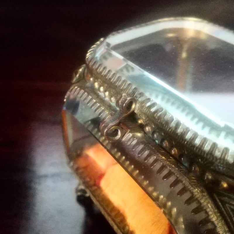 フランス アンティーク ジュエリーボックス ガラス・真鍮フレーム 1890