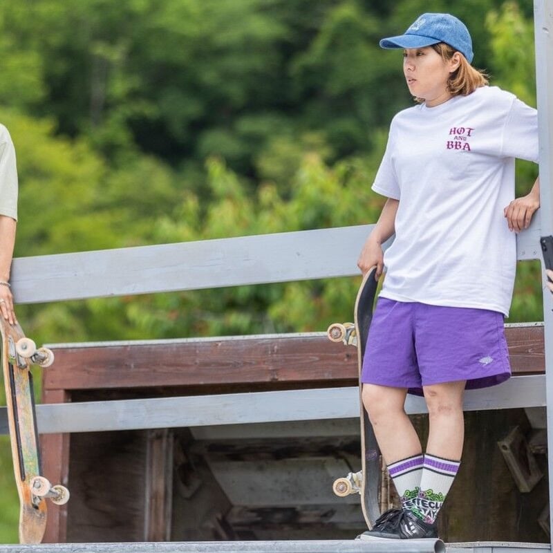 ナイロンショーツ / 菊鶴紋刺繍入り | BBA skate club STORE