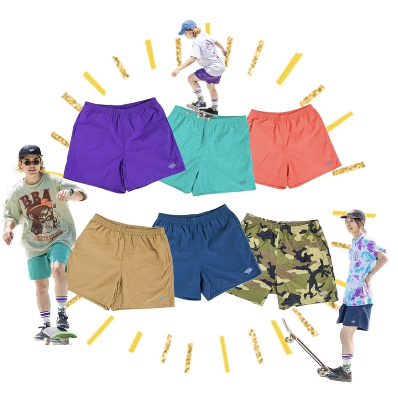 ナイロンショーツ / 菊鶴紋刺繍入り | BBA skate club STORE