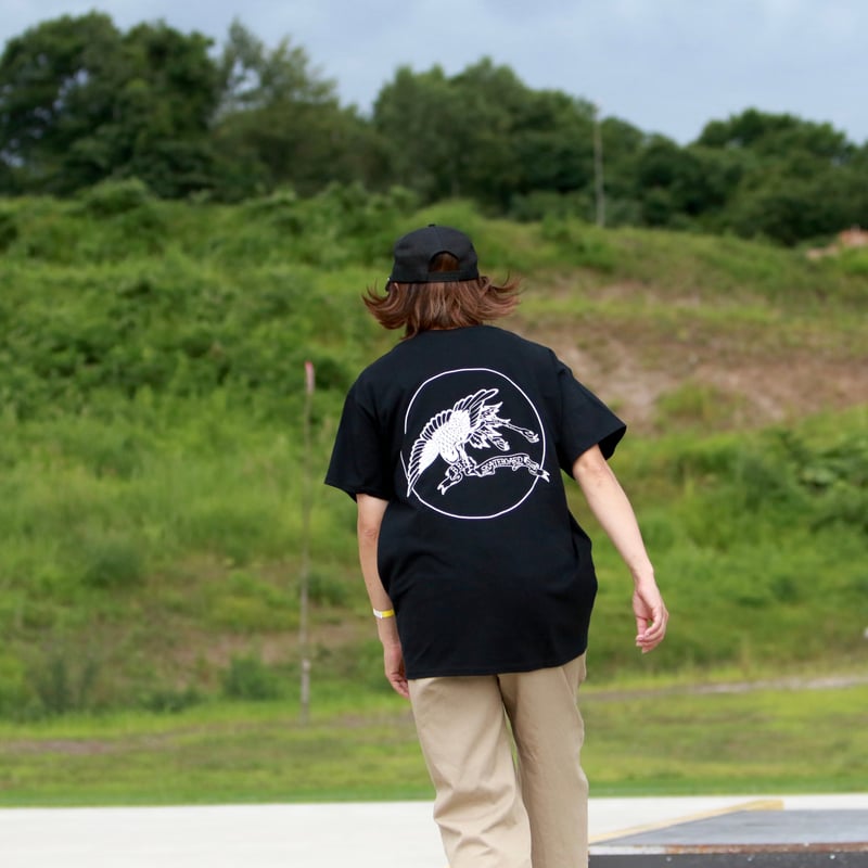 飛び鶴まる” TEE / ブラック | BBA skate club STORE