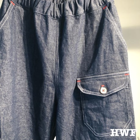12ozストレッチデニム5ポケットリラックスパンツ (indigo)