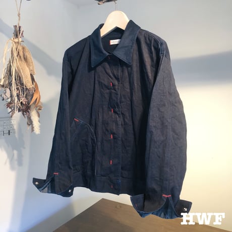 ストレッチ藍染denimジャケット (indigo)