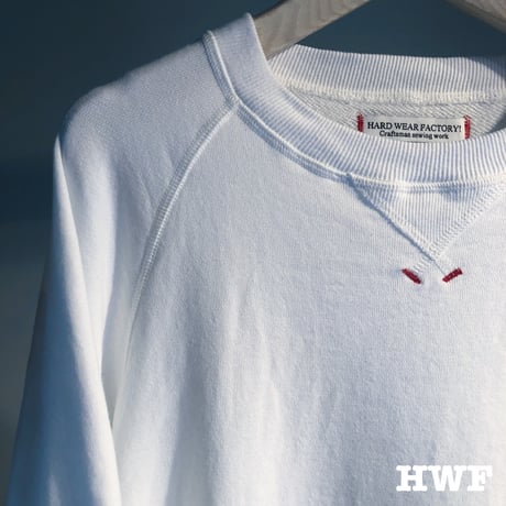 cottonスゥエット6分袖オーバーサイズクルー (white)