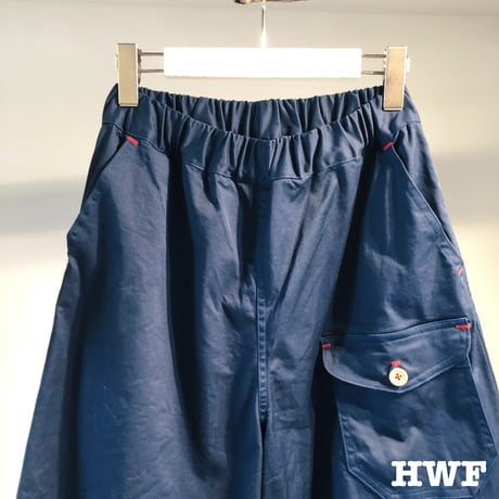 cottonストレッチチノクロスワイドパンツ (navy)