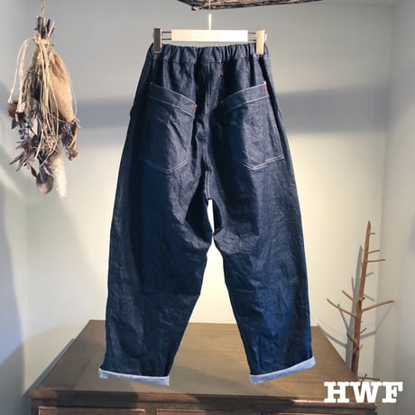 12ozストレッチデニム5ポケットリラックスパンツ (indigo)