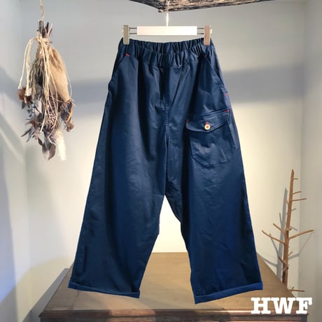 cottonストレッチチノクロスワイドパンツ (navy)