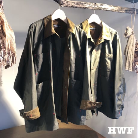 ピグメントダイcottonライトジャーマンクロスフィールドカバーオールJKT (khaki)