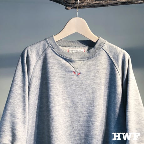 cottonスゥエット6分袖オーバーサイズクルー (heather gray)
