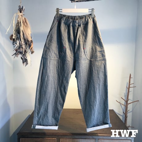 ストレッチカラーデニムテーパードパンツ (right khaki)
