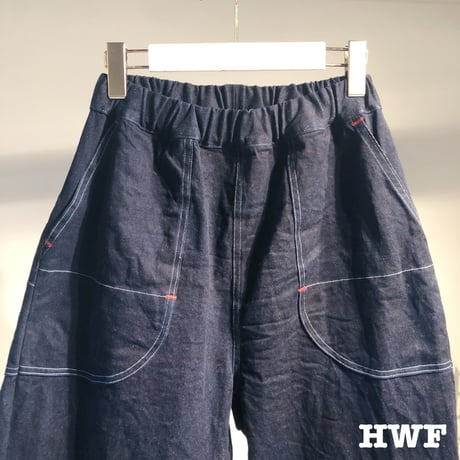 藍染cottonストレッチdenimテーパードパンツ (indigo) (used blue)