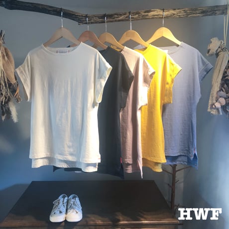ライトウエイトcotton度詰天竺ニットノースリーブクルー (milk) (black) (smoky pink) (mustard) (denim)