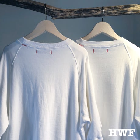 cottonスゥエット6分袖オーバーサイズクルー (white)