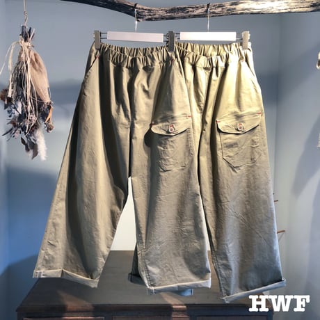 cottonストレッチチノクロスワイドパンツ (tan)