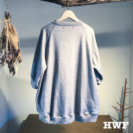 cottonスゥエット6分袖オーバーサイズクルー (heather gray)