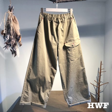 cottonストレッチチノクロスワイドパンツ (tan)