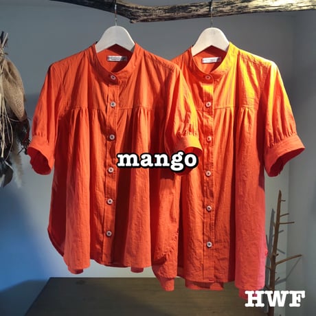 organic cottonジョーゼットS/Sギャザーシャツ (mango) (mimosa) (mimosa)