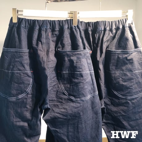 藍染cottonストレッチdenimテーパードパンツ (indigo) (used blue)