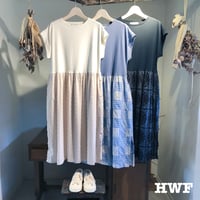 ライトウエイトcotton度詰天竺ニットギャザー切り替ノースリーブワンピース (cream) (denim blue) (black)
