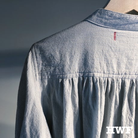 cotton × linen スペックミニストライプS/Sギャザーシャツ (light blue)
