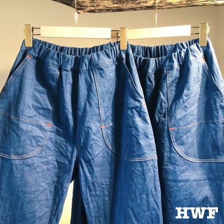 藍染cottonストレッチdenimテーパードパンツ (indigo) (used blue)