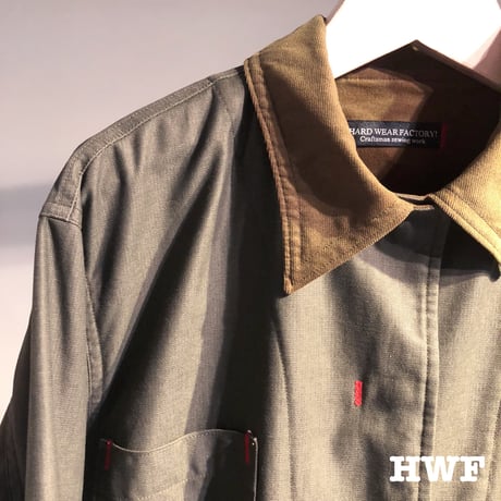 ピグメントダイcottonライトジャーマンクロスフィールドカバーオールJKT (khaki)