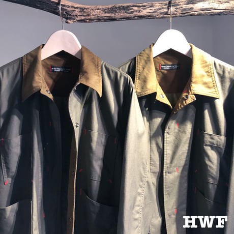 ピグメントダイcottonライトジャーマンクロスフィールドカバーオールJKT (khaki)