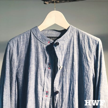 C/Lダンガリーバンドカラーギャザーシャツ (kinari) (indigo)