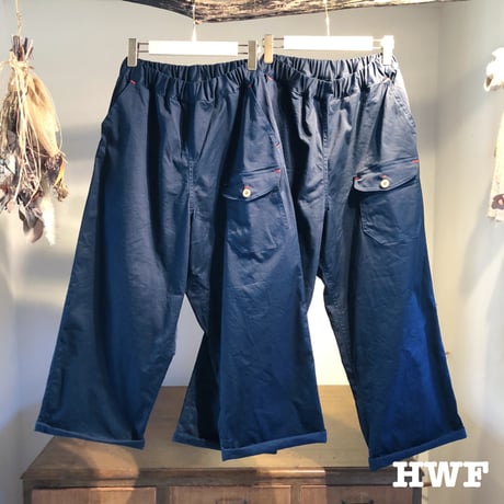 cottonストレッチチノクロスワイドパンツ (navy)