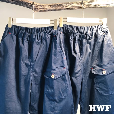 cottonストレッチチノクロスワイドパンツ (navy)