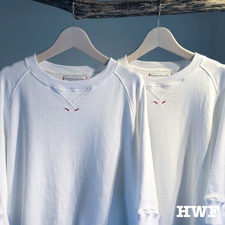 cottonスゥエット6分袖オーバーサイズクルー (white)