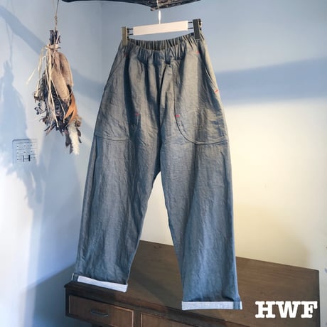 ストレッチカラーデニムテーパードパンツ (right khaki)