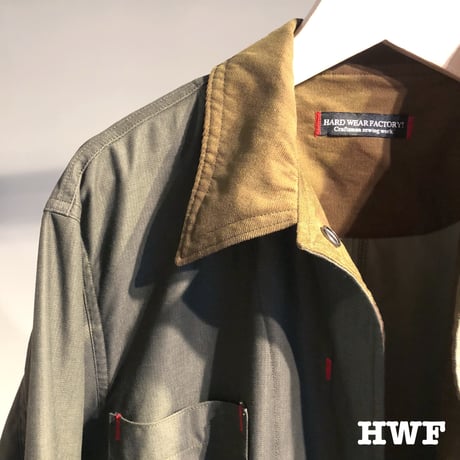 ピグメントダイcottonライトジャーマンクロスフィールドカバーオールJKT (khaki)