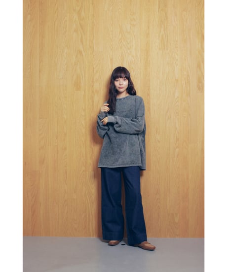 ACID WASH RHINESTONE LONG T-SHIRT【BLACK】